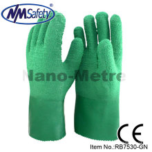 NMSAFETY jersey knit liner coated high quality crinkle latex industrial long cuff gloves